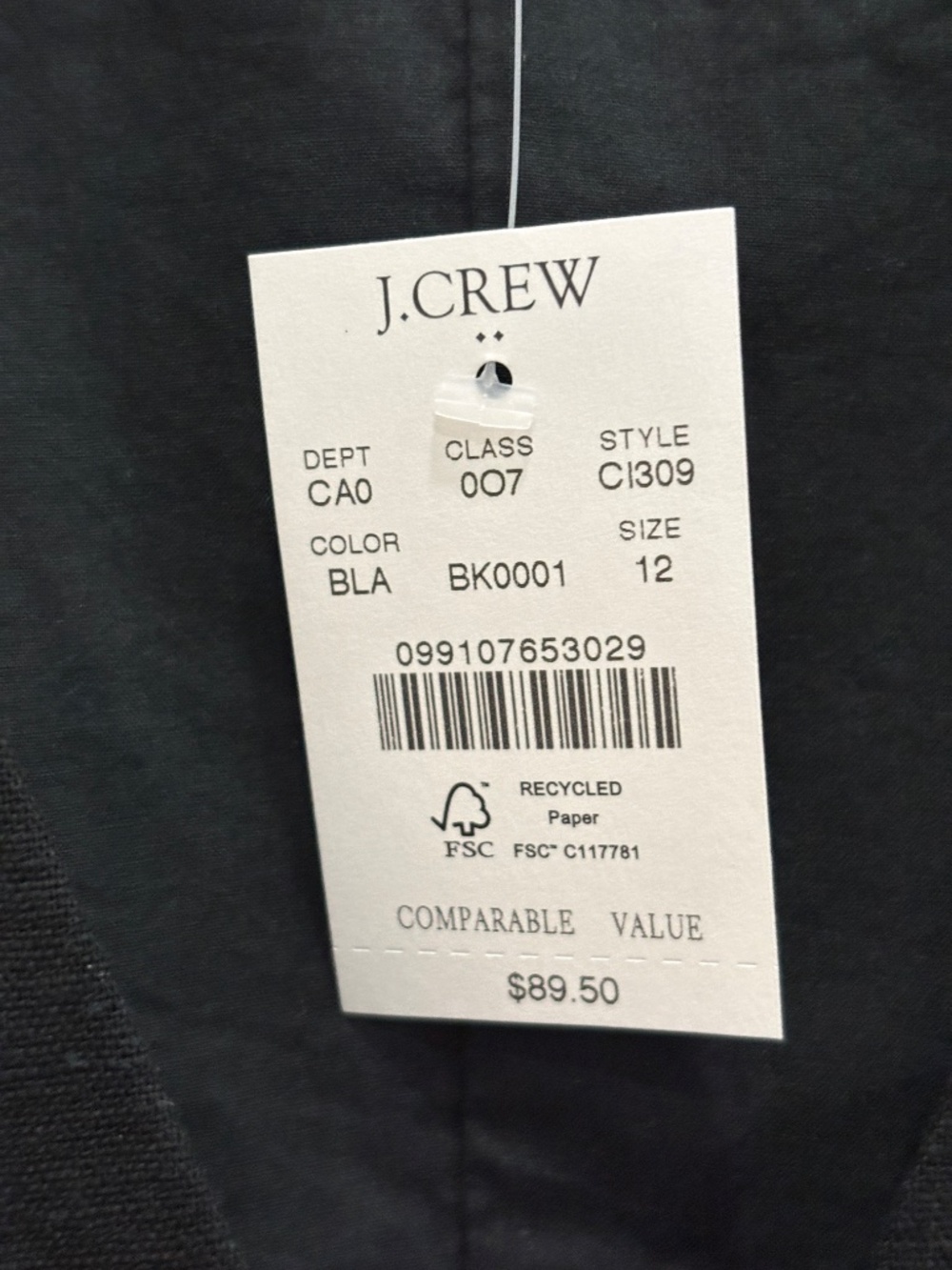 J. Crew Factory Button-front Linen-blend Vest - Black, 12, NWT - Picture 5 of 9